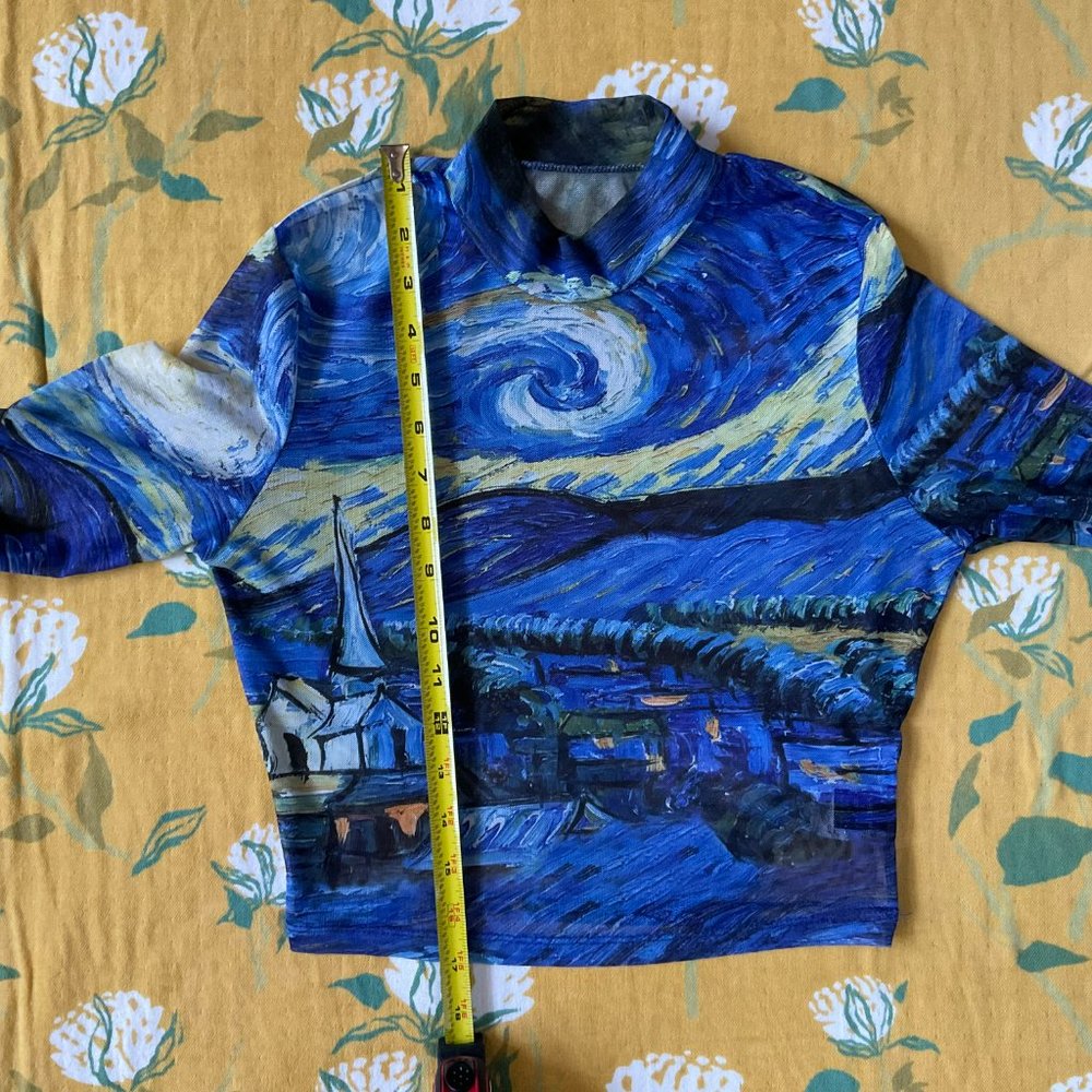 Van Gogh Starry Night Mesh Crop Top - Picture 5 of 5